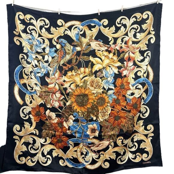 Chanel Scarf Floral Silk Multicolor Fall - Picture 1 of 15